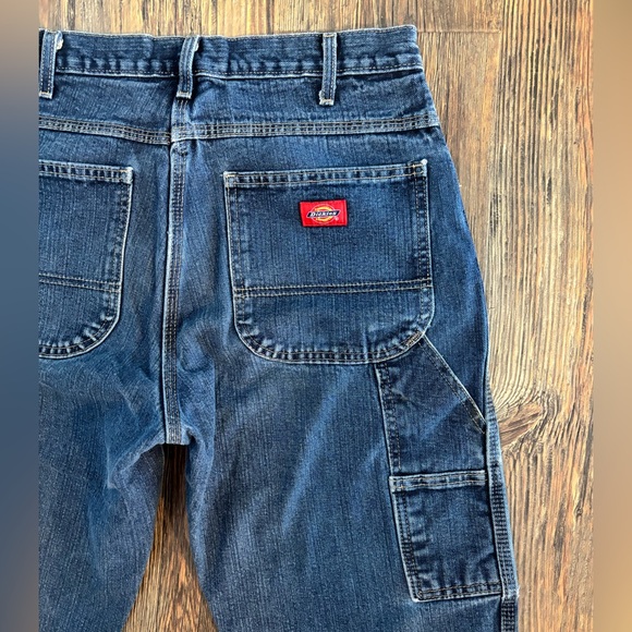 Dickies Carpenter Jeans Mens 32x32 Dark Blue Denim Workwear - Picture 7 of 8